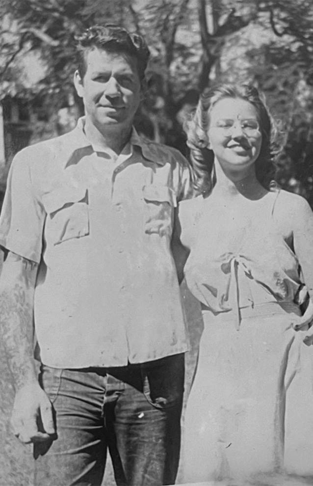old black and white photo of two people