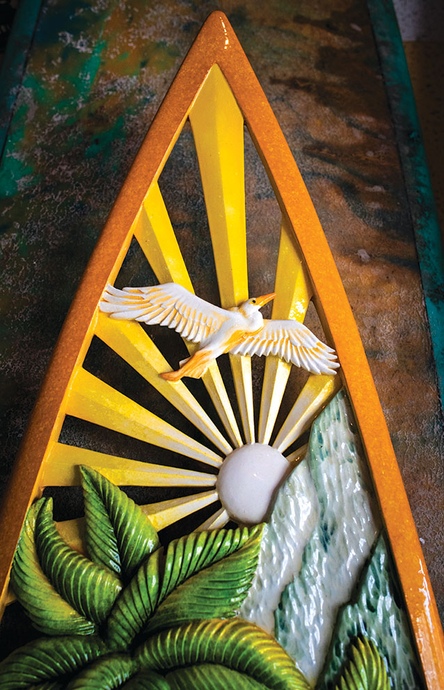colorfully designed surfboard